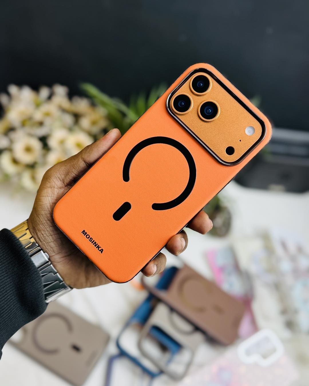 Mosinka Premium finishing Leather case with MagSafe support case available for iPhone 17 Pro,17 Pro max (6)