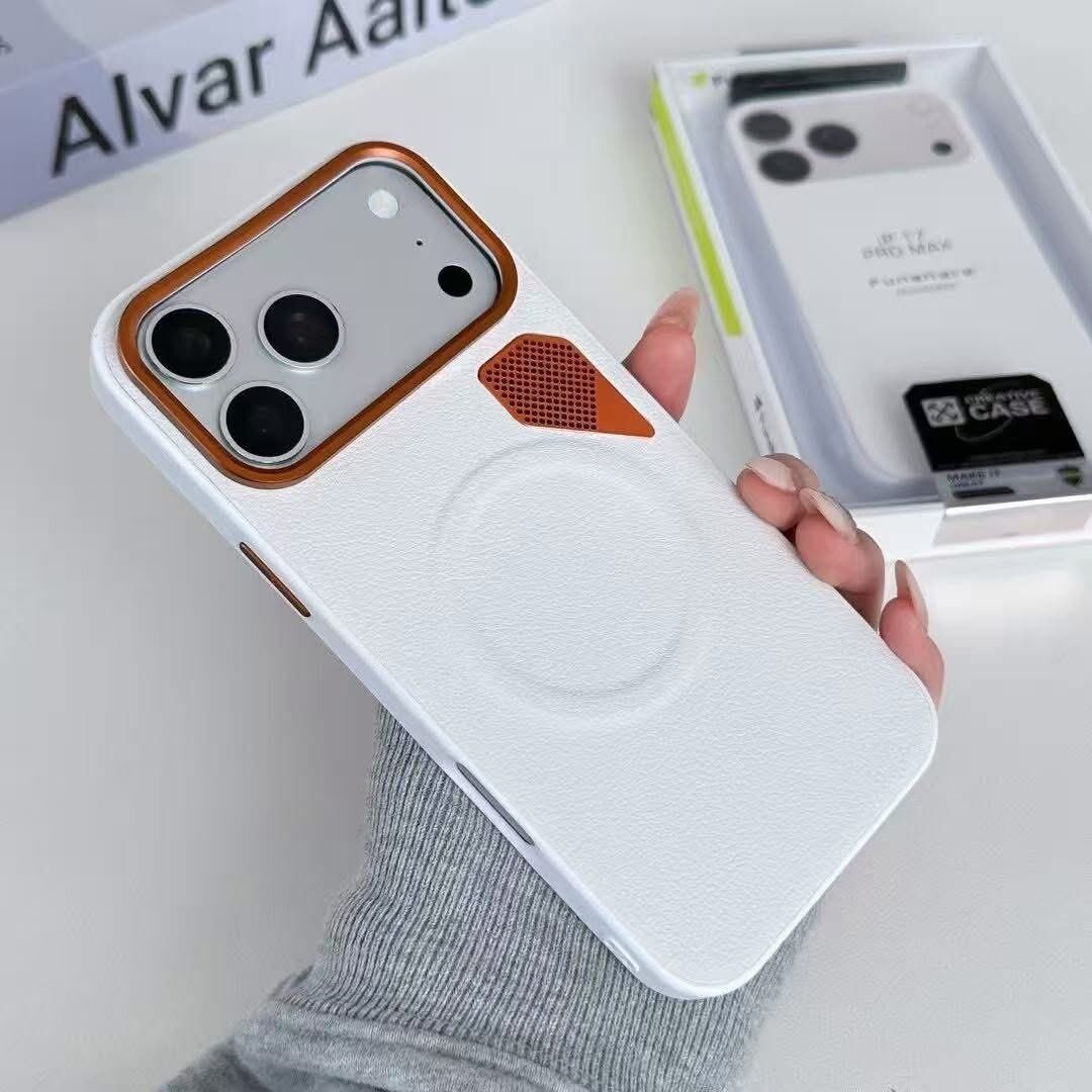 Premium Leather Heat Sink Design MagSafe Hard Case for iphone 17 pro max ,16 pro max, 15 pro max